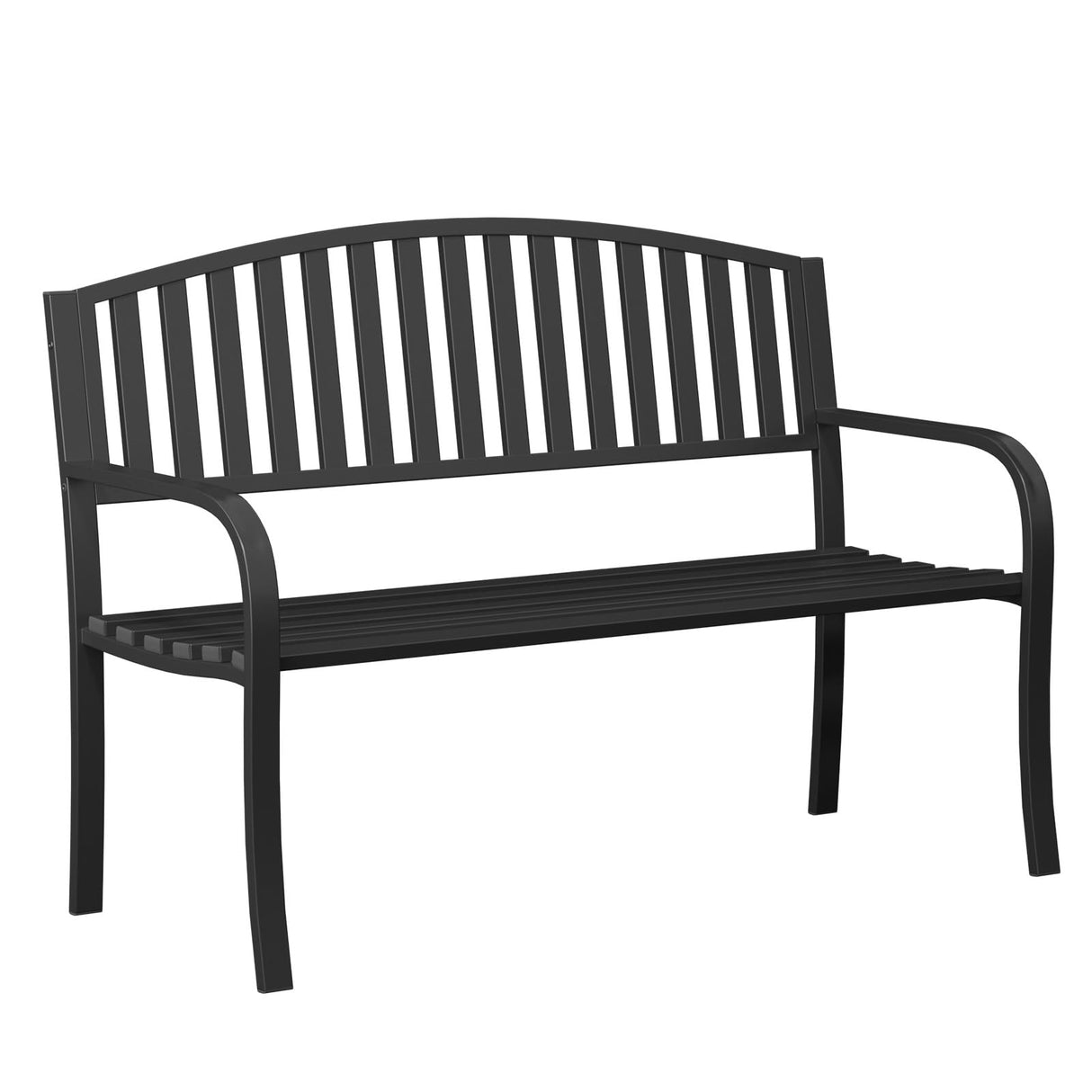 GUINGFUN 50" Outdoor Bench, Heavy-Duty Metal Frame Graden Bench, Weatherproof Patio Park Bench for Front Porch, Park, Yard, Patio GUINGFUN