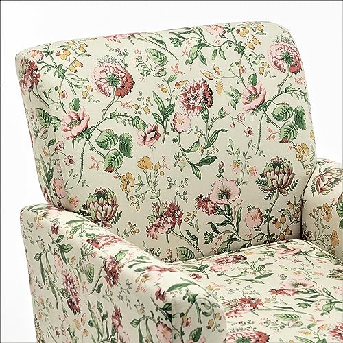 Container Furniture Direct Contemporary Accent Arm Chair with Birch Wood Frame and Velvet Upholstery, Armchair for Office and Living Room Decor, Removable Cushions, 04 Printed Fabric Container Furniture Direct