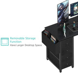 Lufeiya L Shaped Gaming Desk with Drawers & Storage Shelves, 55 Inch Corner Computer Desk with Power Outlet for Home Office Bedroom, L-Shaped Teen PC Desks with Fabric Drawer, Black Lufeiya