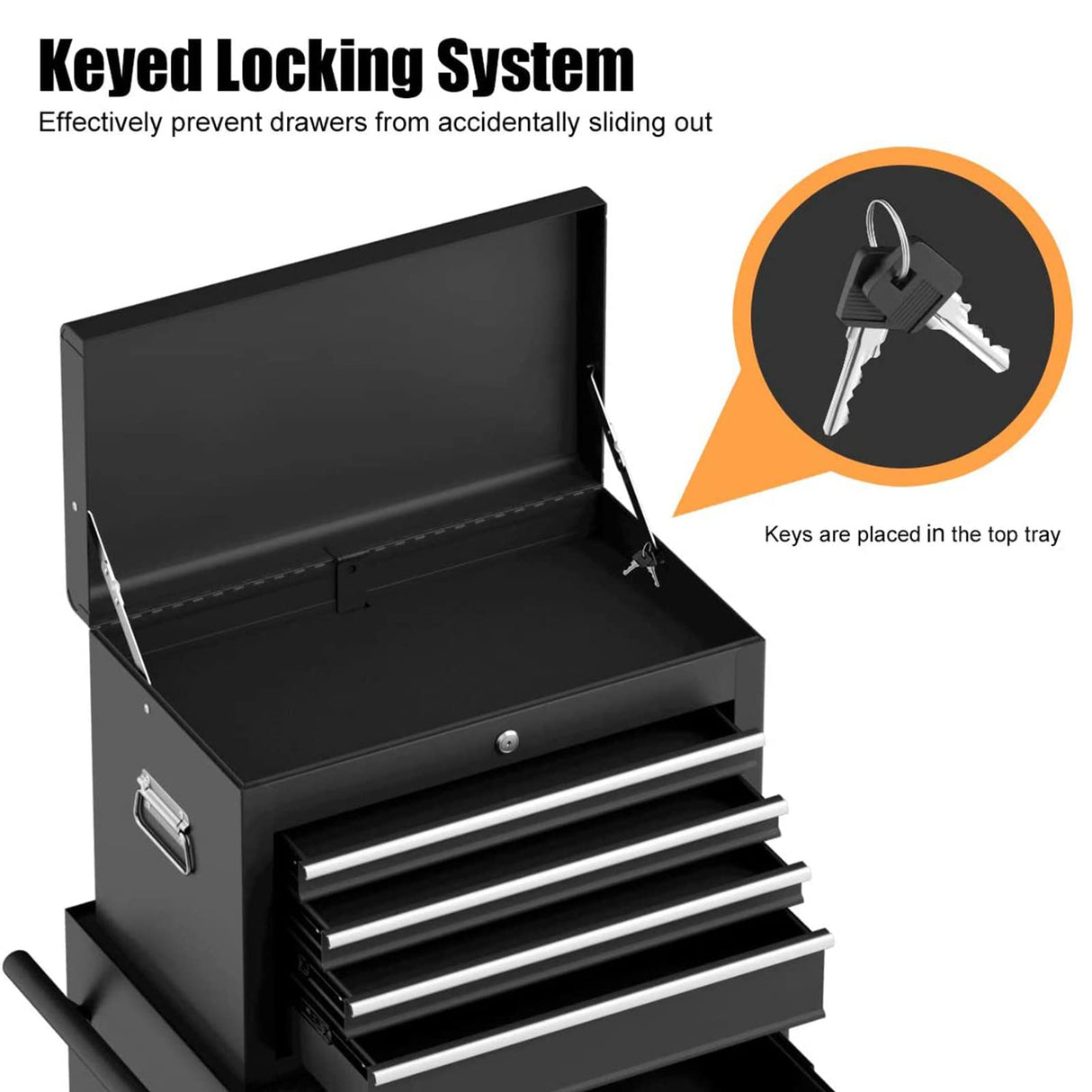 Goplus Rolling Tool Chest, 6-Drawer Tool Box Organizer w/Auto Locking System & Lockable Wheels & Sliding Drawers & Detachable Top, Tool Storage Cabinet for Garage Workshop (Black) … Goplus