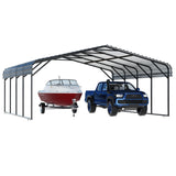 EBE 20' x 20' Metal Carport, Outdoor Heavy Duty Carport with Galvanized Steel Roof and Enhanced Metal Frame Structure, Garage Car Shelter Shade for SUV Trucks and Boats EBE