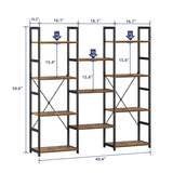 NUMENN Triple Column 4 Tier Bookshelf, Bookcase with 11 Open Display Shelves, Adjustable Rustic Industrial Style Book Shelves, Modern Bookshelves for Bedroom, Living Room and Home Office, Vintage NUMENN