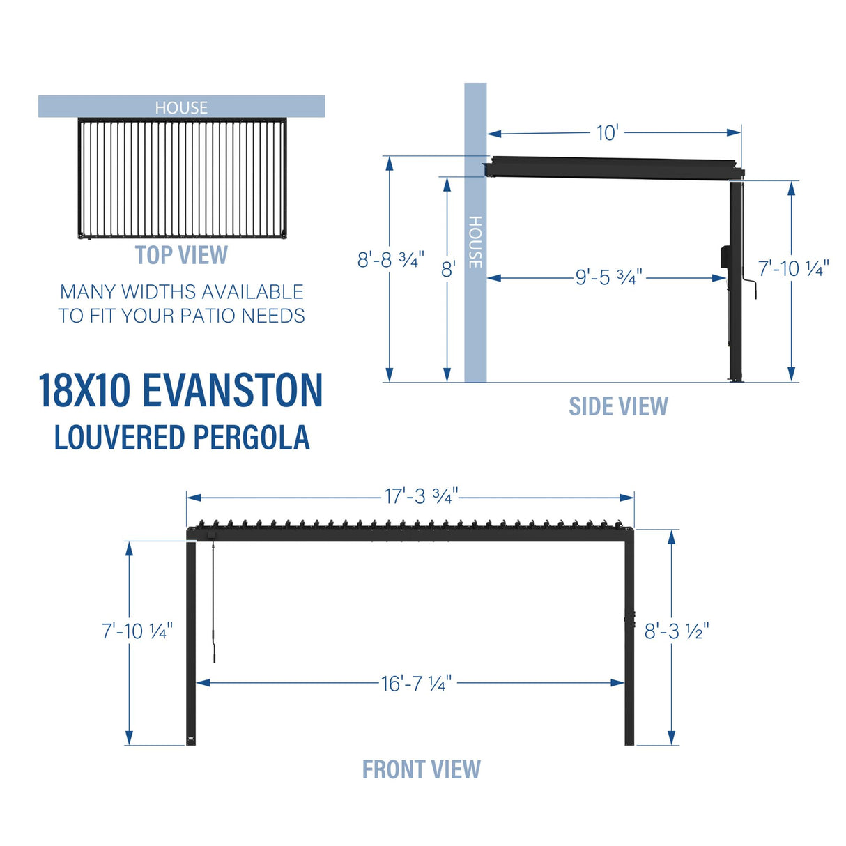 Backyard Discovery Evanston 18'x10' Galvanized Steel Wall-Mounted Louvered Pergola Kit with Adjustable Roof, Shade, Rain Protection, High-Wind Rating, PowerPort, Gutter System for Outdoor Patio, Deck Backyard Discovery