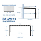 Backyard Discovery Evanston 18'x10' Galvanized Steel Wall-Mounted Louvered Pergola Kit with Adjustable Roof, Shade, Rain Protection, High-Wind Rating, PowerPort, Gutter System for Outdoor Patio, Deck Backyard Discovery