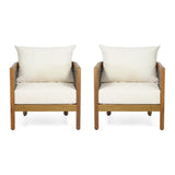 Merax Set of 2 Outdoor Acacia Wood Wicker Club Chair with Cushion,Patio Furniture Conversation Seat for Backyard Merax
