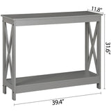 SUPER DEAL 2-Tier Narrow Console Sofa Side Table for Entryway/Hallway/Living Room, 39.3in L x 11.8in W x 31.6in H, Grey SUPER DEAL