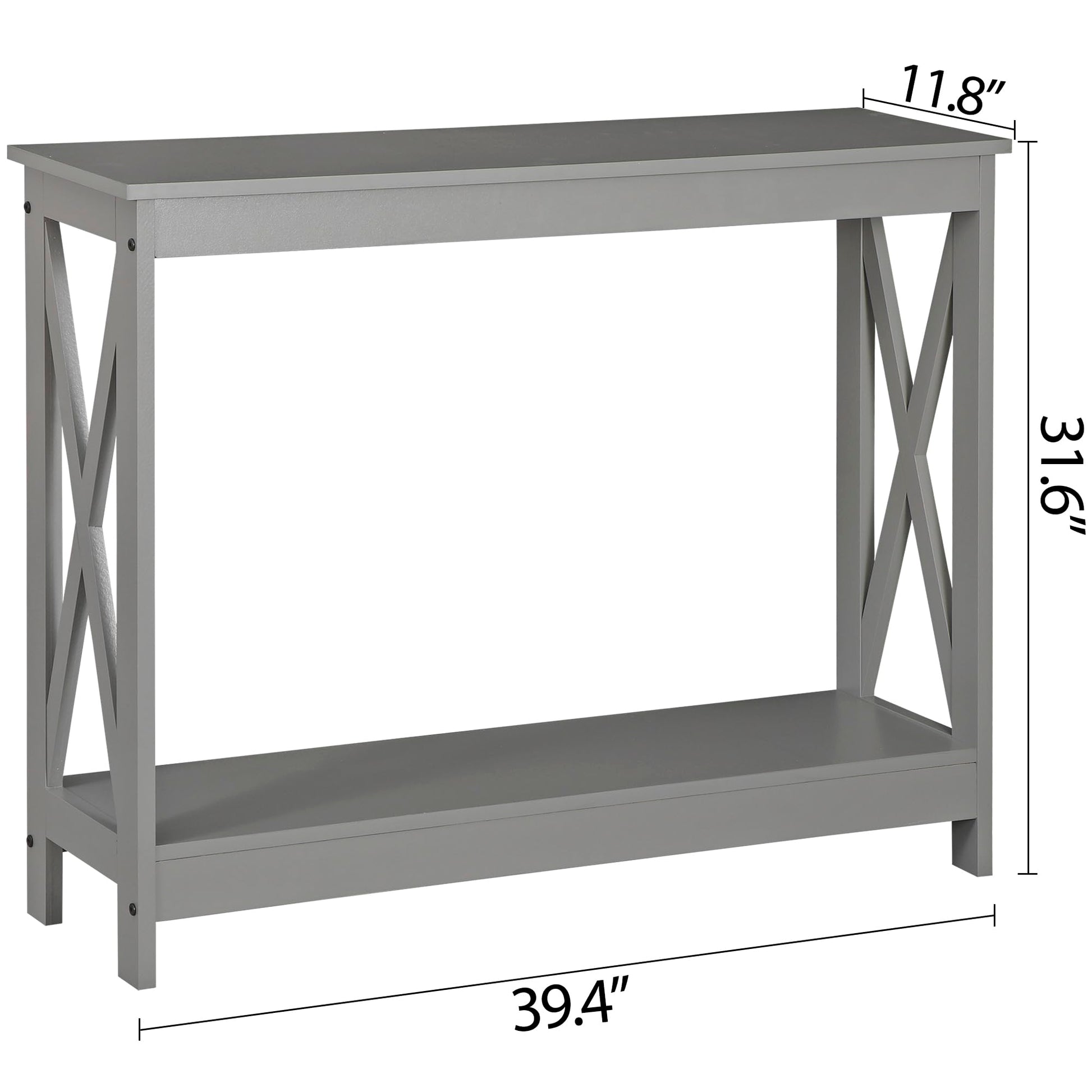 SUPER DEAL 2-Tier Narrow Console Sofa Side Table for Entryway/Hallway/Living Room, 39.3in L x 11.8in W x 31.6in H, Grey - WoodArtSupply