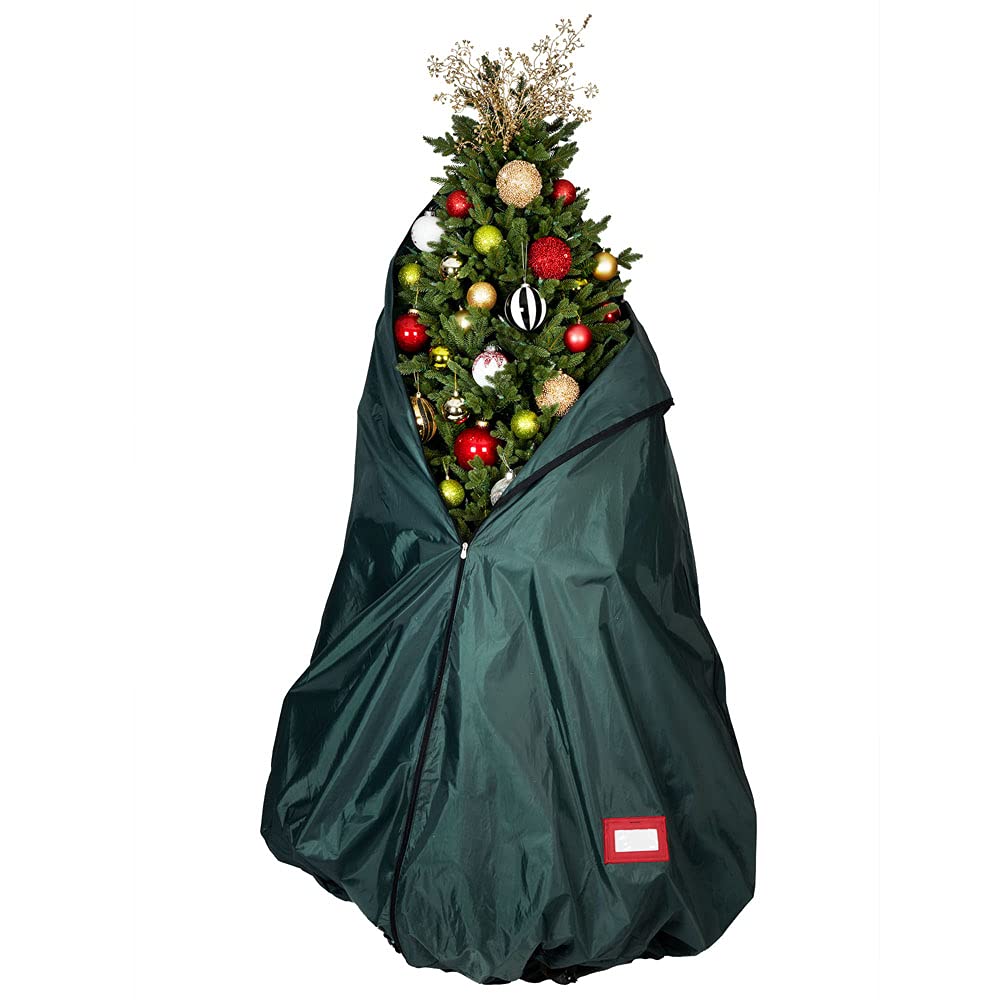 [Upright Tree Storage Bag] - 9 Foot Christmas Tree Storage Bag for Fully Decorated Artificial Trees up to 9 Feet Tall - Keep Your Fake Tree Assembled with Ornaments | Includes Rolling Tree Stand