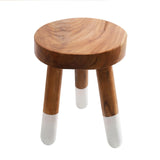 JOLLYMER Teak 12" Round Dip Dyed Wood Plant Stand Wood Accent Stool |Accent Table |Side Table JOLLYMER