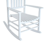 Outsunny Outdoor Rocking Chair, Wooden Rocking Patio Chairs with Rustic High Back, Slatted Seat and Backrest for Indoor, Backyard, Garden, White Outsunny
