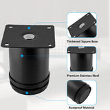 Kyuionty Set of 4 Stainless Steel Furniture Legs 2 Inch, Adjustable Round Cabinet Legs 2" Dia Kitchen Feet, Metal Replacement Legs for Cabinet Sofa Couch Shelves Table (Black) Kyuionty