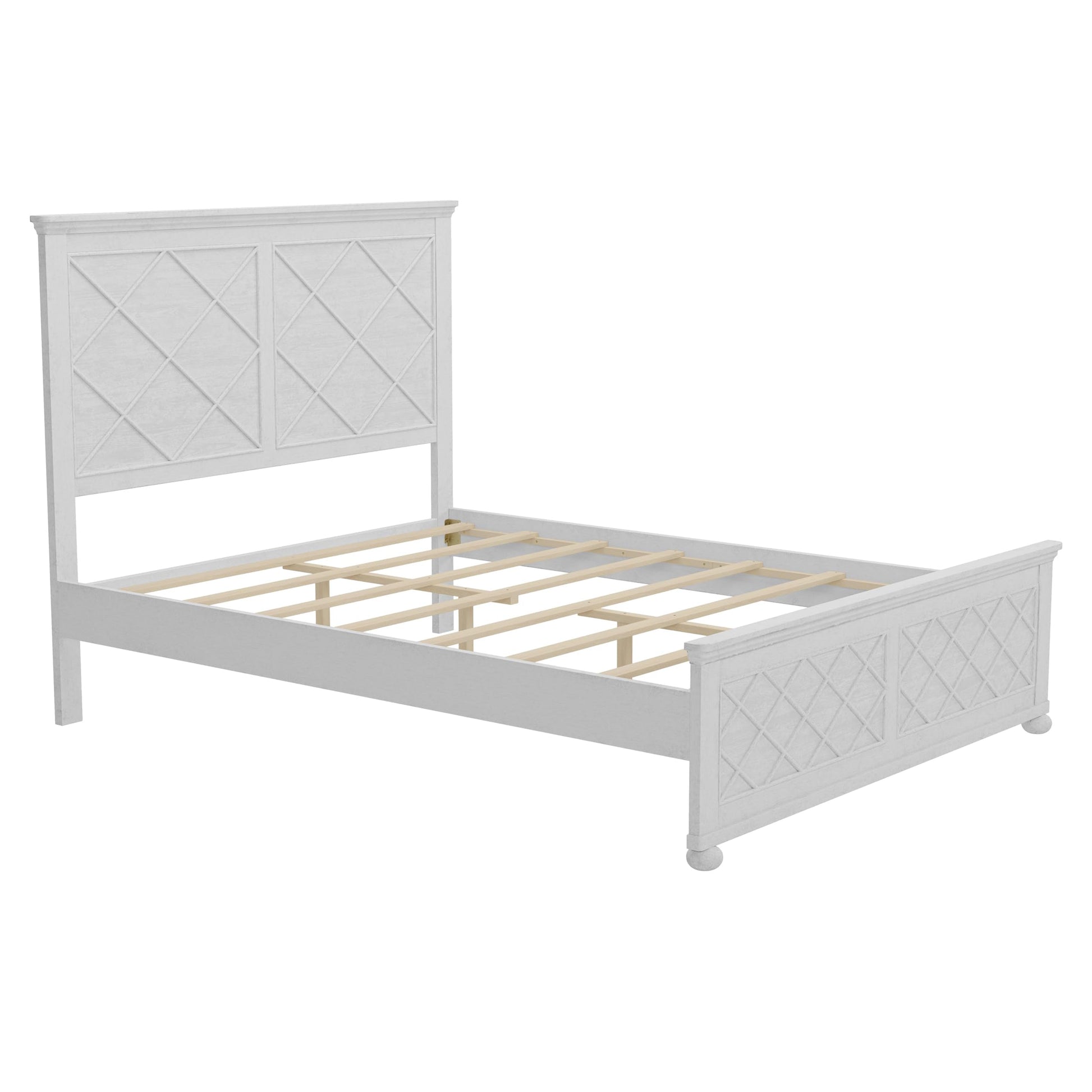 Queen Size Platform Bed Frame with Tall Headboard & Footboard, Wood Queen Bed Frame with Wood Slats Support, Farmhouse Rustic Design, No Box Spring Needed, Antique White - WoodArtSupply