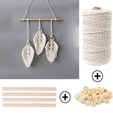 ZXCDINO 87pcs Macrame Kits for Beginners 3mm x 220yards Natural Cotton Macrame Cord Wall Hanging Kit, Macrame Supplies Best for Macrame Plant Hanger with Wooden Beads,Wooden Rings ZXCDINO