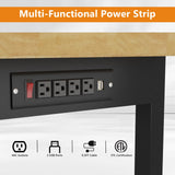 Pelnuies 48" Work Bench, Adjustable Height Workbench with Rubber Pad, Heavy-Duty Solid Wood Work Table with Power Outlets, 2000 LBS Capacity Workstation for Garage, Workshop, Office, Home Pelnuies