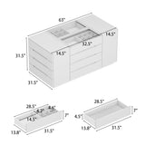 Homsee Armoire Bedroom Island with LED Light, Glass Tabletop & Storage Organizer, Wardrobe Closet Walk-in Island with 16 Drawers for Bedroom Shops, White Homsee