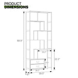 Magshion 6-Tier Bookshelf with 2 Drawers, Ladder Bookshelf with Cabinet Tall Narrow Bookcase, Bamboo Open Book Case Chinese Vintage Display Etagere Freestanding Books Shelves, Brown Magshion
