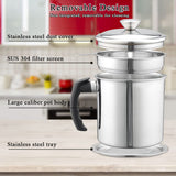Kyraton Bacon Grease Container With Strainer, 48 oz Stainless Steel Oil Container, Pot Fat Storage With Lid, Easy Grip Handle Suitable For Storing Frying Oil And Cooking Grease 1. Silver Kyraton