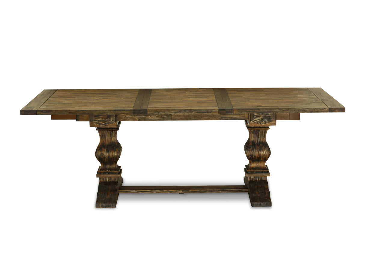 East West Furniture LAAS9-07-T25 9 Piece Table Set Consists A Wood Dining Table and 8 Black Textured Polyester Fabric Parson Dining Chairs, Distressed Jacobean East West Furniture