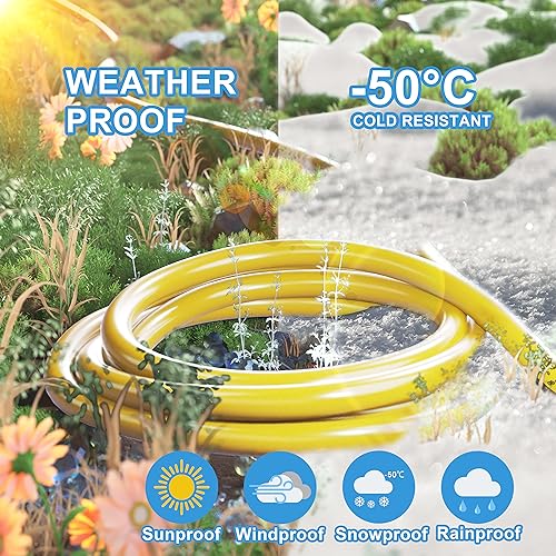 12/3 Gauge Heavy Duty Outdoor Extension Cord 50 ft Waterproof with Lighted end, Flexible Cold-Resistant 3 Prong Electric Cord Outside, 15Amp 1875W 12AWG SJTW, Yellow, ETL HUANCHAIN huanchain