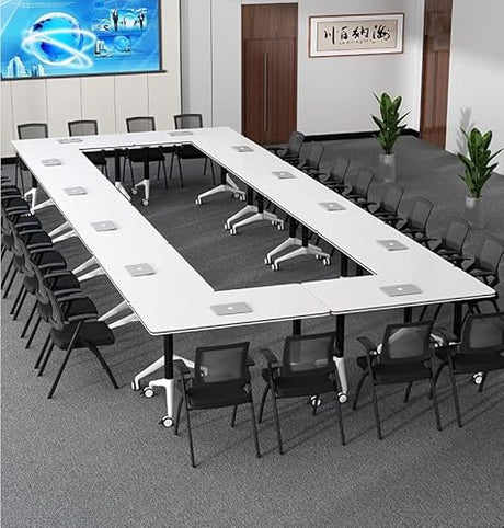 JQUZPCV Conference Table Foldable Meeting Tables, Mobile Training Table with Wheels, Flip Top Rolling Seminar Meeting Table for Office,Meeting Room,classr (Grey, 63×23.6×29.5in) JQUZPCV