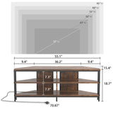 MUTUN Corner TV Stand with Power Outlet, Corner TV Stand for 32 43 50 55 60 Inch TV, Corner Entertainment Center, Industrial TV Console Table for Living Room Bedroom, 55 Inch, Rustic Brown MUTUN
