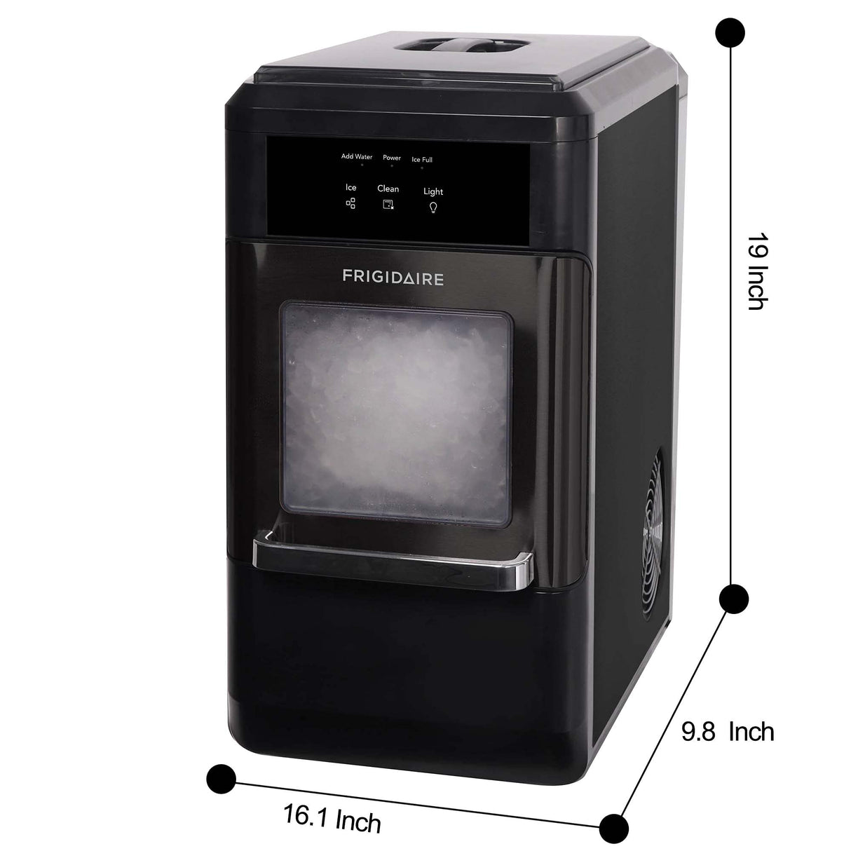 Frigidaire EFIC237 Countertop Crunchy Chewable Nugget Ice Maker, 44lbs per day, Black Stainless Frigidaire