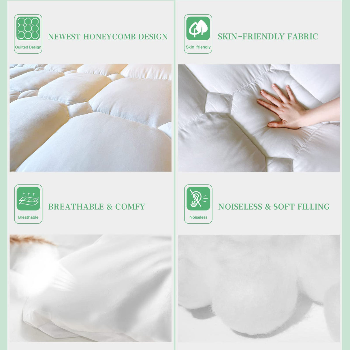 UNILIBRA King Size Mattress Pad Cooling Rayon from Bamboo, Quilted Fitted Mattress Protector Pillow Top Mattress Cover with Deep Pocket Up to 21 Inches, Ultra Soft Filling Mattress Topper UNILIBRA