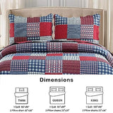 Hailea Red Blue Plaid Quilt Set Twin Size Country Patchwork Bedding Lightweight Reversible Bedspread Coverlet with Sham Soft All Season Bed Cover Set, 1 Quilt 2 Pillow Shams Hailea