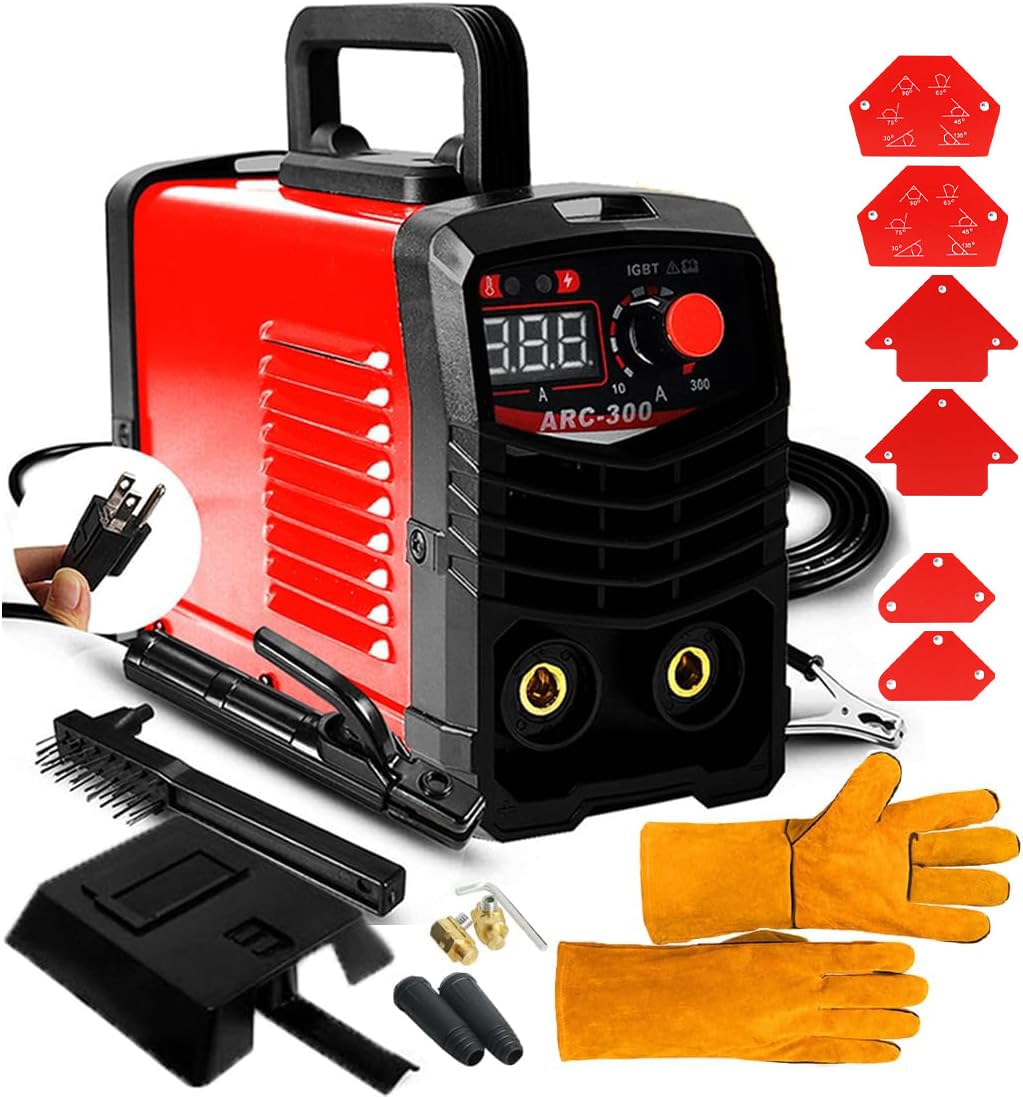 Welding Machine, MMA 300A 110V Welder Machine,Portable Stick Welder IGBT Inverter Digital Display LCD,Home DIY Arc Welder,Start Arc Force Anti-stick Mini Welder Evargc