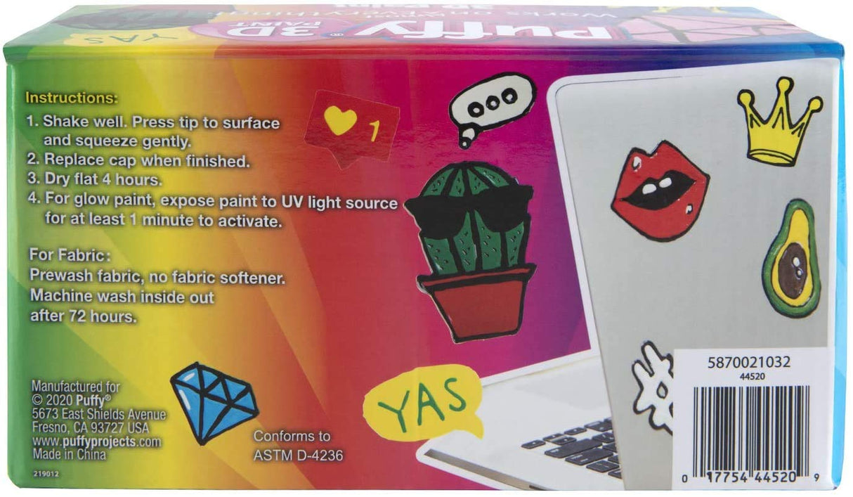 Puffy Bulk Buy Paint 30 pack Premium Quality Nontoxic 3D Paint Set. Safe for Kids, Great for School Projects, Permanent on Fabric, Canvas, Wood, Glass, and More Craft Surfaces Puffy