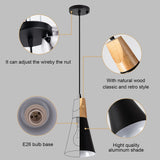 Black Wood Nordic Pendant Light for Kitchen Island, 3-Pack Modern Small Pendant Hanging Lighting for Dining Room, Restaurant, Bar, Light Over Island, Kitchen Sink Nieadu