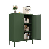 XIOMIOHTRQ Metal Locker Cabinet, Green Storage Cabinets with 2 Doors and Adjustable Shelves, 3 Tier Modern Storage Freestanding Sideboard for Living Room,School,Office Home Kitchen and Coffee Bar XIOMIOHTRQ