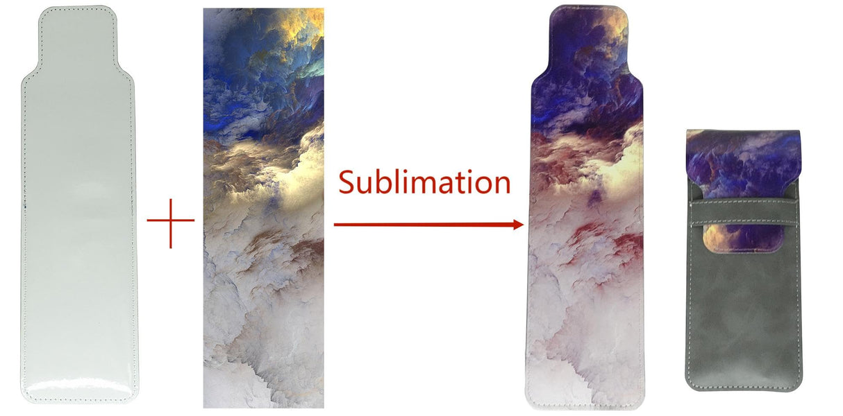 Yongkang Sublimation Pen Bag Pen Sleeve 3 Pieces (Blank Leather + Colored Leather) Capacity of 1-5 pens DIY Process (Gray) Yongkang