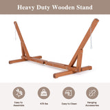 SUNCREAT Adjustable 12-14 ft Wooden Hammock Stand, Outdoor Larch Wood Hammock Stand Only, 475 lbs Capacity SUNCREAT