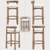 DUOMAY Modern Bar Stools Set of 2, 26" Counter Height Stools, Armless Round Wood Barstools Kitchen Island Stool with Linen Seat for Home Bar Coffee Shop, Beige DUOMAY