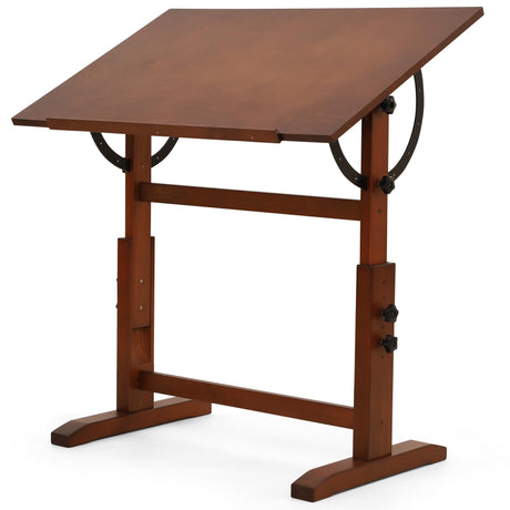 VISWIN Wood Drafting Table for Adults, 24'' x 35" Drawing Table with Adjustable Height & Angle for Art Studio, Solid Pine Wood Artist Desk for Drawing, Drafting, Writing, Reading, Sketching VISWIN