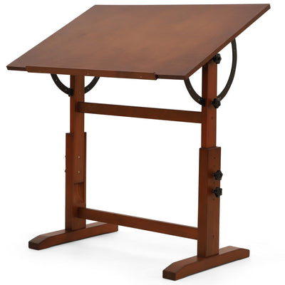 VISWIN Wood Drafting Table for Adults, 24'' x 35" Drawing Table with Adjustable Height & Angle for Art Studio, Solid Pine Wood Artist Desk for Drawing, Drafting, Writing, Reading, Sketching