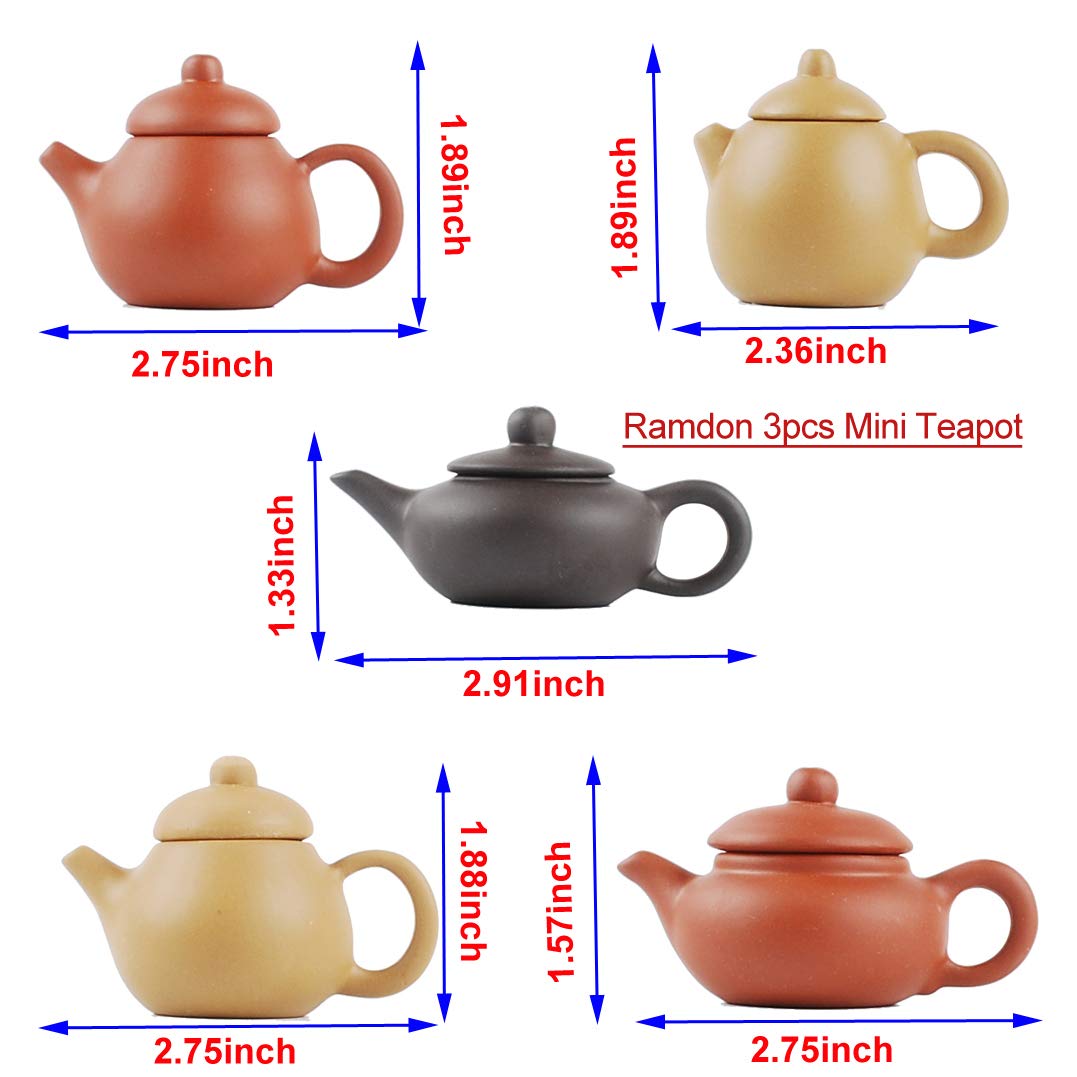 NWFashion Chinese Wooden Rosewood 11" Curio Cabinets Shelf+3PCS Mini Redware 2.5" Teacup (Plum) NWFashion