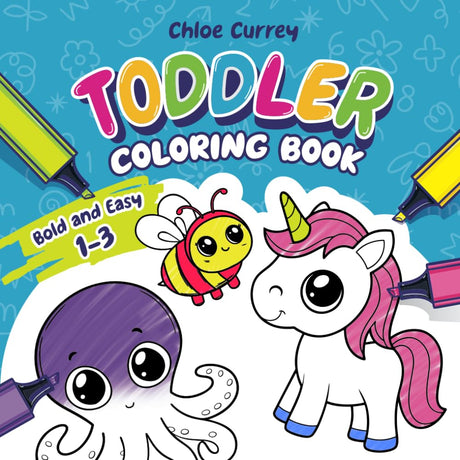 TODDLER COLORING BOOK: Over 50 Big & Bold IMAGES WITH ANIMALS, INSECTS, BIRDS AND SEA CREATURES. AGES 1+ Majosta