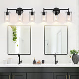 Bathroom Light Fixtures 2023 Upgrade, 3-Light Matte Black Bathroom Vanity Light, Black Bathroom Lights Over Mirror with Clear Glass Shade, Bathroom Wall Sconces for Mirror Bedroom Living Room Hallway Indoi
