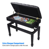 AKVOMBI Adjustable Duet Piano Bench with Storage, Heavy Duty Double Piano Benches with Leather Cushion, Black Piano Bench for Adults, 13.8" D x 31.5" AKVOMBI