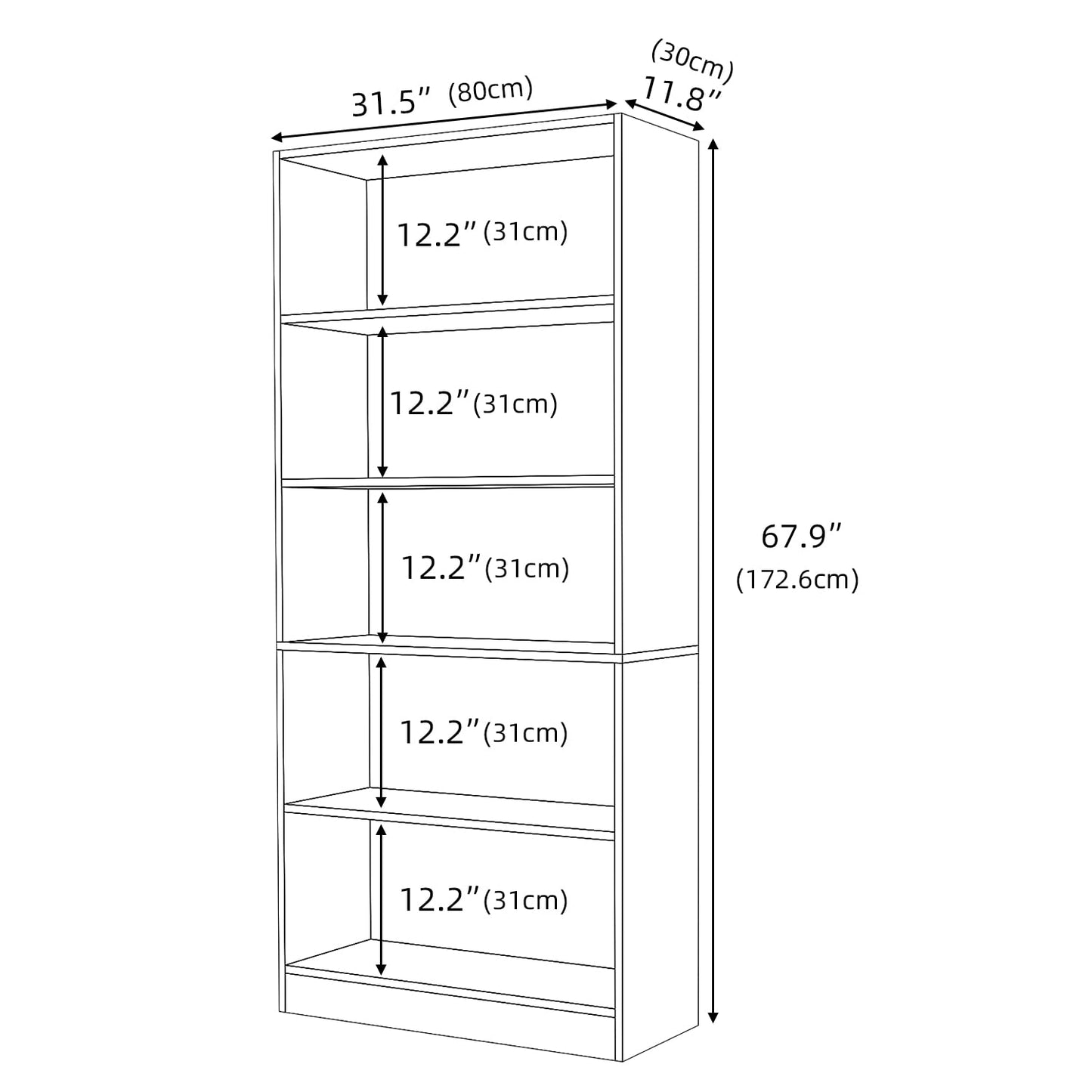 Stylish 5-Tier Floor Standing Bookshelf by LZ-DONGMAN in White - WoodArtSupply