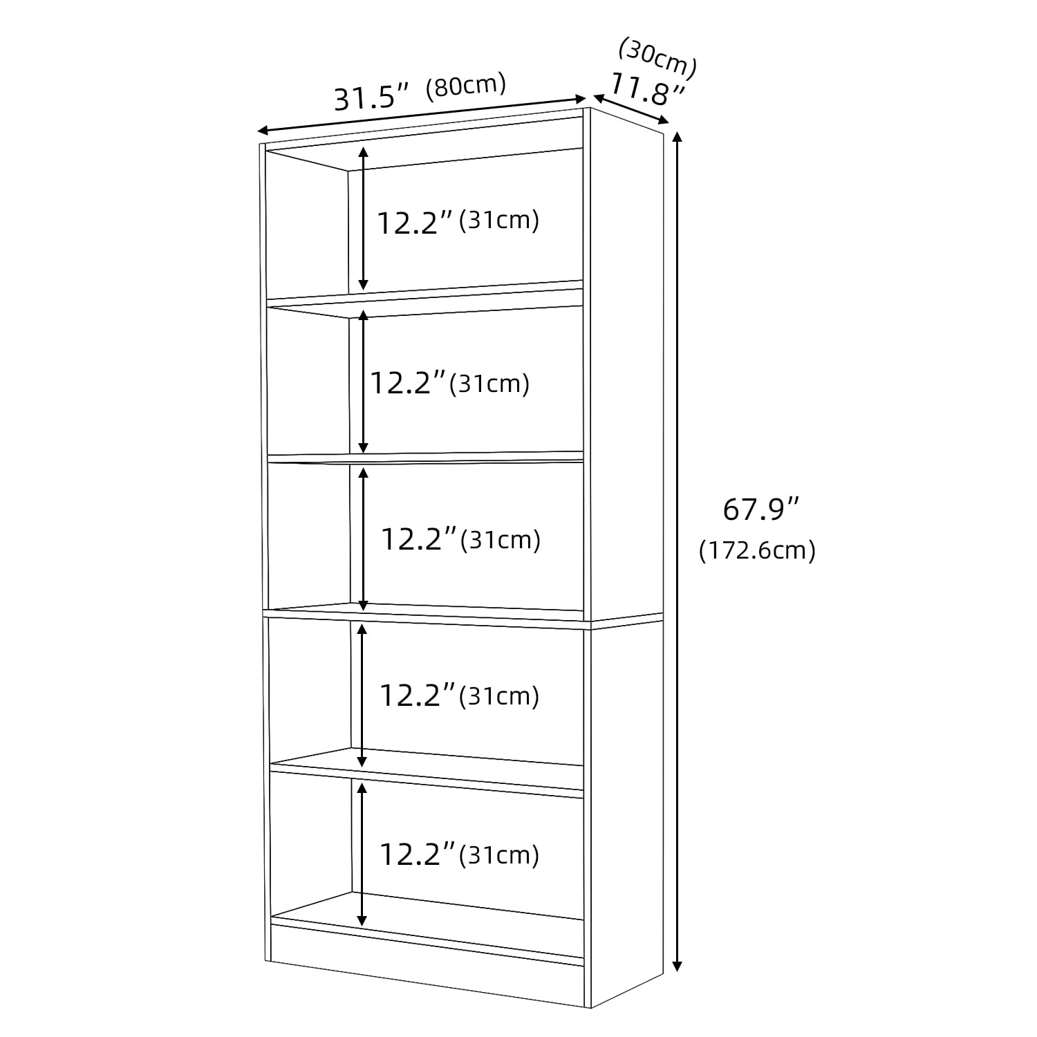 Stylish 5-Tier Floor Standing Bookshelf by LZ-DONGMAN in White - WoodArtSupply