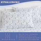 Twin Bed Sheet Set 3PC Printed Light Blue Flower Pattern Cooling 1800 Microfiber with Deep Pocket, Hotel Luxury, Soft, Breathable, Hypoallergenic, Wrinkle Free, Single Bedding for Kids, College Dorm KACEMOO