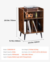 VEVOR Record Player Stand with LED Light, 3 Tiers Turntable Stand with Charging Station & USB Ports, Holds up to 150 Albums, Vinyl Record Storage Cabinet with Display Shelf for Bedroom, Living Room VEVOR