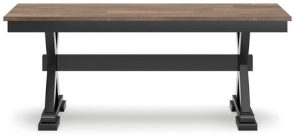 Signature Design by Ashley Wildenauer 50" Dining Bench, 48" W x 16" D x 19" H, Dark Brown & Black - WoodArtSupply