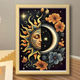 Ekuxom Sun and Moon Diamond Art Kits for Adults, Round Full Drill Diamond Painting Kits, Glow Diamond Art Dots Painting Gem Craft Wall Art Decor Gifts 12x16 inch Ekuxom
