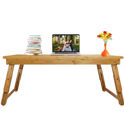 Floor Table Tray with Folding Legs Adjustable Low Coffee Table for Sitting on Floor Bamboo,Fully Assembled,33.5x17.7in - WoodArtSupply