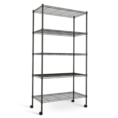 Simple Deluxe 5-Tier Storage Shelves, 29.92" W x 13.78" D x 65 "H Adjustable Heavy Duty Wire Shelving, 1250 Lbs Loading Capacity, Black Simple Deluxe
