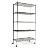YSSOA Healsmart 5-Tier Heavy Duty Shelving Units Adjustable, 30 "D x 14" W x 65 "H Wire Shelf with 1000 lbs Capacity, Black HealSmart